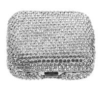LALAFINA Cendrier de Poche Carré avec Couvercle Coupe-Vent en Acier Inoxydable Orné de Strass Mini Cendrier Portable Décoratif Distributeur de Cigarettes Compact pour Voiture et Extérieur