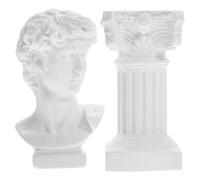 LALAFINA Décoration romaine classique en résine avec sculpture de David et colonne décorative grecque ornements de bureau blanc léger portable pour bureau et jardin