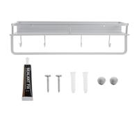 LALAFINA Étagère Suspendue Murale Multifonction en Aluminium Blanc Support sans Perçage pour Rangement Pratique Salle de Bain Cuisine