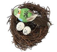 LALAFINA Faux Nid D'oiseau en Rotin avec Œufs Décoratifs, Ornement Artisanal Tissé Main, Décor Réaliste pour Table ou Arbre en Jardin, Ambiance Campagnarde Unique Couleur Couleur Aléatoire