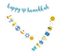 LALAFINA Guirlande Décorative Hanoukka en Papier Pailleté 3 Pièces Étoiles à Six Branches et Chandelier, Réutilisable pour Fête Juive en Intérieur et Extérieur
