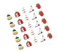 LALAFINA Pendentifs de Noël en Alliage 25 Pcs pour Boucles D'oreilles DIY Accessoires Pendantifs Festifs Elfe Père Noël Moufles Chaussure de Ski Boîte Présent Décoration Bijoux
