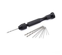 LALAFINA Perceuse à Main Noire avec Étau à Broche Ajustable, Foret à Main en Métal, 11 Pièces de Forets de 0,5 à 2 Mm pour Modélisme et Loisirs de Précision