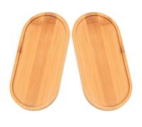 LALAFINA Plateau de Drainage Ovale en Bambou Support Stable Antidérapant 2 Pièces pour Pots de Fleurs et Vases pour Décoration Intérieure et Balcons