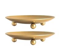 LALAFINA Plateau Porte-Bougies Doré en Fer Résistant Haute Température, Lot de 2 Pièces Rond, Décoration Mariage et Rangement Élégant pour Bougies Pilier