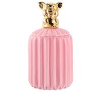 LALAFINA Pot en Céramique avec Couvercle Animal pour Rangement des Cotons-tiges et Thé, Design Décoratif Rose avec Fermeture Hermétique Antidérapante