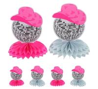 LALAFINA Set de Décoration de Table Disco Boule en Nid D'abeille en Papier Léger, Chapeau de Cowboy Style Rétro pour Fête D'anniversaire