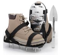 LALAGO 1 Paire Sandales Aérateur de Pelouse Noir, Chaussures à Clous avec Velcro, Pelle, Chaussures Professionnelles pour Gazon, Chaussures à Ongles Scarificateur pour Cour Jardin
