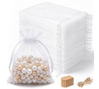 LALAGO 100 Pièces Sachet Organza Blanches 15 x 20 cm, Pochettes avec Cordon | Sachets en Organza Blanc, Petits Sacs à Remplir pour Confiseries, Mariages, Anniversaires, Bijoux pour Fête, Cadeaux, Noël