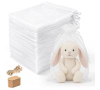 LALAGO 100 Pièces Sachet Organza Blanches 20 x 30 cm, Pochettes avec Cordon | Sachets en Organza Blanc, Petits Sacs à Remplir pour Confiseries, Mariages, Anniversaires, Bijoux pour Fête, Cadeaux, Noël