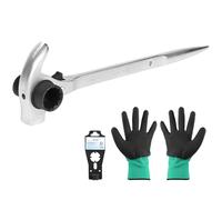 lalago 1pc Cliquet d'Échafaudage 4 en 1 liquet Réversible 19/22 mm Droite/Gauche, Conique Crécelle en CR-V avec Marteau Arrache-Clous et Pointe de Centrage Argent pour Démontage de Voiture