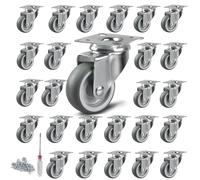 LALAGO 24 pièces roulettes pivotantes, 50 mm roulettes de meubles roues de meubles avec plaque pivotante，360° roulette charge lourde, petites pour meubles à palettes casiers, tournevis et vis gratuits