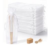 LALAGO 50 Pièces Sachet Organza Blanches 6 x 26 cm, Pochettes avec Cordon | Sachets en Organza Blanc, Petits Sacs à Remplir pour Confiseries, Mariages, Anniversaires, Bijoux pour Fête, Cadeaux, Noël