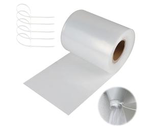LALAGO 75M Tuyau de Gouttière Rouleau Transparent pour Tuyaux d'écoulement Ø125mm en Film PE, Tube de Pluie Gouttière de Rechange Provisorium, Provisoire de Tuyau de Descente avec 5 Serre-Câbles