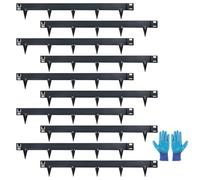LALAGO Bordure Acier Corten Métal 10m, Bordure de Pelouse Flexible en Hauteur de 15cm - Marteler Simplement la Bordure - 10pcs x 1m Bordure de Jardin + 1 Paire de Gants de Montage (Anthracite)
