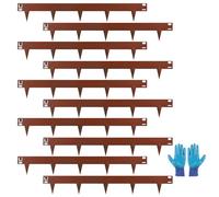 LALAGO Bordure Acier Corten Métal 10m, Bordure de Pelouse Flexible en Hauteur de 15cm - Marteler Simplement la Bordure - 10pcs x 1m Bordure de Jardin + 1 Paire de Gants de Montage (Rouille)