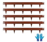 LALAGO Bordure Acier Corten Métal 5m, Bordure de Pelouse Flexible en Hauteur de 15cm - Marteler Simplement la Bordure avec Pointes - 5pcs x 1m Bordure de Jardin + 1 Paire de Gants de Montage (Rouille)