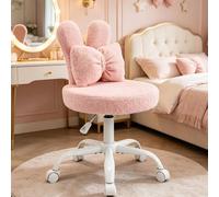 LALAHO Chaise Bureau Enfant, Chaise Pivotante Rosa | en Velours Teddy, Ergonomique Réglable en Hauteur, Siège Rembourré, en Oreilles de Lapin, pour Bureau, Chambre d'enfant