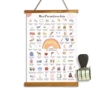 Lalasol Affiche Mes Premières Fois à Tamponner - Cadeau de Naissance Bébé, Souvenir, Cadeau Jeune Maman, Grand Format A3 - Cadre Bois Massif