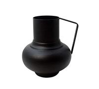 LaLe Living Vase Vaso noir avec surface texturée en fer, forme de pichet 16 x 18 cm comme décoration de table ou vase de fleurs dans le salon, le bureau et la cuisine