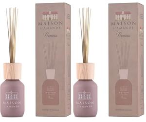 L'AMANDE - Parfum d'ambiance pour bâtonnets de parfum doux et fleuri, diffuseur de parfum naturel à la rose et à la vanille, diffuseur d'ambiance bâtons au design élégant - Précieux, 100 ml (Lot de 2)