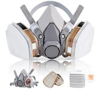 LAMANICE Masque respiratoire demi-visage avec 10 filtres en coton et bouchons d'oreille pour vapeurs organiques, meulage, soudure, travail du bois, produits chimiques, peinture, formaldéhyde