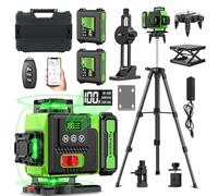 Lambluefly Niveau Laser avec Trepied 4 x 360°, 4D 16 Lignes Laser Chantier avec 2 x 4800mAh Batterie & Affichage LED, Niveau Laser 360 Autonivelant, APP, Télécommande, IP54 Étanche et Anti-Poussière