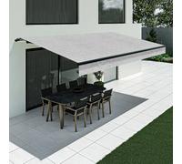 Lambrequin store banne 4 mètres, modèle Basic sans coffre, 4000 x 1500 mm, gris clair, avec commande manuelle à manivelle, configurer individuellement
