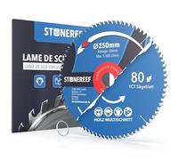 Lame de scie circulaire 250x30 mm 80 dents pour scie à onglet bois | Ø 250 mm, alésage 30 mm, 80 dents carbure et 4 bagues de réduction 25,4 / 22,23 / 20 et 16 mm fournies