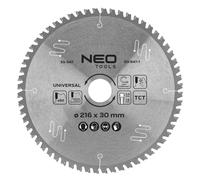 Lame de scie circulaire, carbure, 216 x 30 mm, 60 dents, universelle