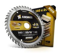 Lame de scie circulaire HM 140 x 20 mm 16 Z42 dents alternées pour bois sans fil - Coupe fine AMBOSS WERKZEUGE Lame de scie 140 mm + bague de réduction 16 20 mm. 140 x 20 140 x 16 mm Compatible avec