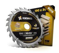Lame de scie circulaire HM - 190 x 30 mm - 24 dents alternées - Pour bois Lame de scie AMBOSS WERKZEUGE® 190 mm + bague de réduction 20 à 30 mm. 190 x 30, 190 x 20 comp. Pour Bosch GKS 190. GKS 65