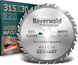 Lame de scie circulaire HM, diamètre 315 mm, 28 dents, pour bois de chauffage et matériaux en bois