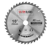 Lame de scie circulaire Saxton TCT pour bois 250 mm x 30 mm x 40 dents compatible avec Bosch, Makita, etc. - Convient pour les scies de 255 mm