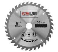 Lame de scie circulaire Saxton TCT pour le bois 160 mm x 20 mm x 36 dents pour Festool TS55 compatible avec Bosch Makita etc - convient pour les scies de 165 mm