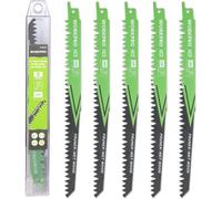 WORKPRO Lame de Scie Sabre 5 Pièces avec Boîte de Rangement | Accessoires de Scie Sabre pour Bois Huimide, Coupe Rapide 230 mm 5TPI