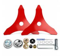 Lame Débroussailleuse 3 Dents pour Bosch ART 26-18 LI 2014-2018 | 2 Lames en Acier | 3 Dents | Diamètre 225 mm | Alésage 25 mm | Herbes Hautes et Broussailles Légères | Kit de Montage Inclus