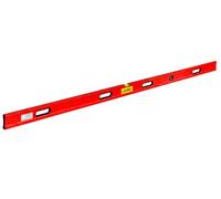 LAMEL Niveau règle 300 cm avec bulles et 4 poignées en aluminium rouge, profil renforcé.