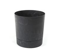 LAMELA Bac À Plantes avec Soucoupe Intégrée, Largeur 20 cm - 4,7L - Pot De Fleur Noir Aspect Béton pour Intérieur & Extérieur - Résistant Aux Intempéries & Facile À Entretenir