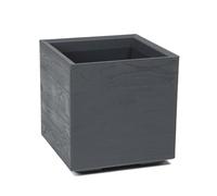 LAMELA Bac à Plantes sur roulettes 40 cm, 36 L - Pot de Fleurs en Plastique Effet Bois - Cache-Pot avec Drainage - Intérieur & extérieur - Résistant aux intempéries et Facile d’Entretien, Anthracite