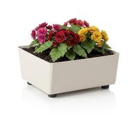 LAMELA Jardinière Carrée avec Pieds Élégants - Bac À Fleurs Beige en Plastique Robuste 28,5 x 28,5 cm, 7,5L - Résistant Aux Intempéries & Facile À Entretenir - pour Intérieur & Extérieur