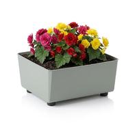 LAMELA Jardinière Carrée avec Pieds Élégants - Bac À Fleurs Vert en Plastique Robuste 28,5 x 28,5 cm, 7,5L - Résistant Aux Intempéries & Facile À Entretenir - pour Intérieur & Extérieur