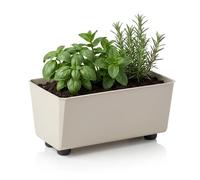 LAMELA Jardinière Rectangulaire avec Pieds Élégants - Bac À Fleurs Beige en Plastique Robuste 28,5 x 17 cm, 4,2L - Résistant Aux Intempéries & Facile À Entretenir - pour Intérieur & Extérieur