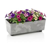 LAMELA Jardinière Rectangulaire avec Pieds Élégants - Bac À Fleurs Gris Aspect Béton en Plastique Robuste 37 x 17 cm, 6L - Résistant Aux Intempéries & Facile À Entretenir - pour Intérieur & Extérieur