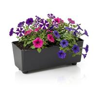 LAMELA Jardinière Rectangulaire avec Pieds Élégants - Bac À Fleurs Noir en Plastique Robuste 37 x 17 cm, 6L - Résistant Aux Intempéries & Facile À Entretenir - pour Intérieur & Extérieur