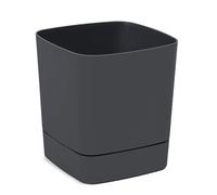 LAMELA Pot Carré avec Soucoupe Intégrée - 16 x 16 cm x 17,6 cm, 4 L - Plastique léger et résistant - Intérieur et extérieur - Anthracite
