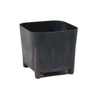 LAMELA Pot de Fleurs avec Drainage 21 cm, 6L - Pot sur Pieds Stylés - Plastique Intérieur et Extérieur, Aspect Béton Noir