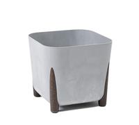 LAMELA Pot de Fleurs avec Drainage 21 cm, 6L - Pot sur Pieds Stylés - Plastique Intérieur et Extérieur, Aspect Béton Gris