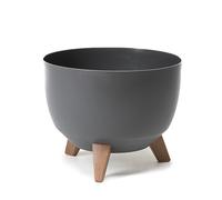 LAMELA Pot de Fleurs Rond sur Pieds - Plastique - Ø 29 cm x H 18,3 cm, 9,3 L - Résistant et Facile d'entretien - Intérieur et Extérieur - Anthracite