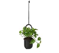 LAMELA Pot Suspendu en Plastique Rayé - Suspension Robuste - Ø 18 cm x H 17,3 cm, 2,3 L - Hauteur Réglable & Résistant - Intérieur et Extérieur - Noir